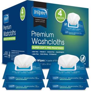 imageInspire Adult Wet Wipes Wash Cloths  Adult Wipes for Incontinence ampamp Cleansing for Elderly 8quotx12quot 200 count1 Count Pack of 200