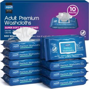 imageInspire Adult Wet Wipes Wash Cloths  Adult Wipes for Incontinence ampamp Cleansing for Elderly 8quotx12quot 200 count1 Count Pack of 500