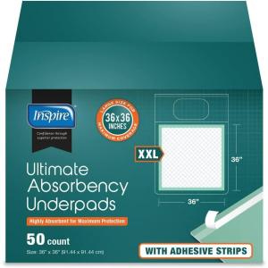 imageInspire Super and Ultra Absorbent Disposable Bed Pads 36quot X 36quot Pack of 50 with Adhesive XXL