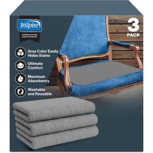 imageInspire Underpads  Stain Hiding Gray Reusable Incontinence Bed Pads  Waterproof Mattress Pad  for Adults Babies and Dogs 18 X 24  3 Pack18 X 24  3 Pack