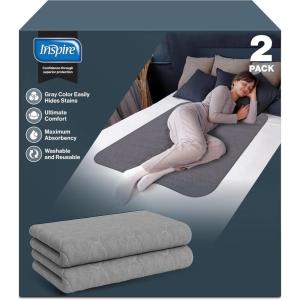 imageInspire Underpads  Stain Hiding Gray Reusable Incontinence Bed Pads  Waterproof Mattress Pad  for Adults Babies and Dogs 18 X 24  3 Pack34 X 36  2 Pack