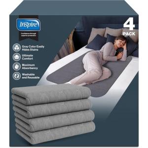 imageInspire Underpads  Stain Hiding Gray Reusable Incontinence Bed Pads  Waterproof Mattress Pad  for Adults Babies and Dogs 18 X 24  3 Pack34 X 36  4 Pack