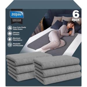 imageInspire Underpads  Stain Hiding Gray Reusable Incontinence Bed Pads  Waterproof Mattress Pad  for Adults Babies and Dogs 18 X 24  3 Pack34 X 36  6 Pack