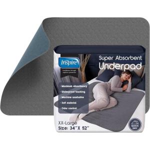 imageInspire Underpads  Stain Hiding Gray Reusable Incontinence Bed Pads  Waterproof Mattress Pad  for Adults Babies and Dogs 18 X 24  3 Pack34 X 52  1 Pack