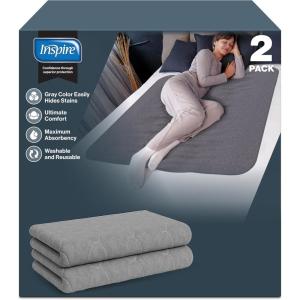 imageInspire Underpads  Stain Hiding Gray Reusable Incontinence Bed Pads  Waterproof Mattress Pad  for Adults Babies and Dogs 18 X 24  3 Pack34 X 52  2 Pack