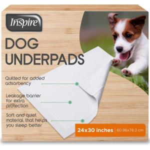 imageInspire White Disposable Dog Pee Pads 120ct Disposable Puppy Training Pads  Puppy Pads for Dogs 30quot x 24quot30 x 24