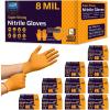 imageInspire Heavy Duty Orange Nitrile Disposable Gloves  ULTRA 8 Mil Diamond Textured Grip  Industrial Mechanic Food1000