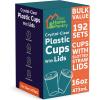 imageInspire Home ampamp Pantry Plastic Cups with Lids  BULK SAVINGS Smoothie Cup Iced Coffee Soda  Crystal Clear  16 Oz Case of 19216 Oz  192 Count