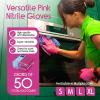 imageInspire Pink Gloves Disposable Latex Free  Nitrile Pink Glove Hair and Nail Salon Esthetician Nitrile Disposable Gloves2 Boxes of 50