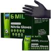 imageInspire Black Nitrile Gloves HEAVY DUTY 6 Mil Nitrile Chemical Resistant Medical Cooking Cleaning Disposable Black GlovesBlack 6mil Case of 1000