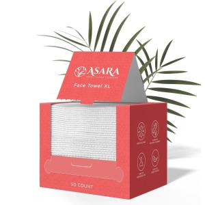 imageAsara Disposable Face Towel XL Facial Wipes  Organic Vegan Biodegradable  Add Water As a Makeup Remover  Sensitive Skin Face Towels  Clean Daily Towelettes 100 CountUnscented