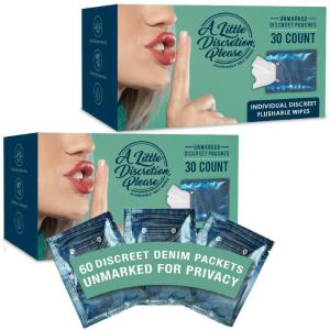 imageInspire A Little Discretion Please Individually Wrapped Flushable Wipes For Adults in Discreet Unmarked Packaging Unscented Septic and Sewer Safe Travel Friendly Biodegradable 30 Ct60 Ct
