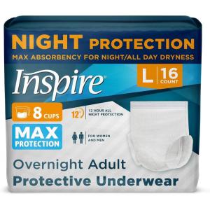 imageInspire Adult Diapers Women or Men  MAX Absorbency  Our Most Absorbent and Dry Incontinence Underwear for Women or Men  Leak Proof Diaper Overnight or Daytime for HeavyLarge 16 Count