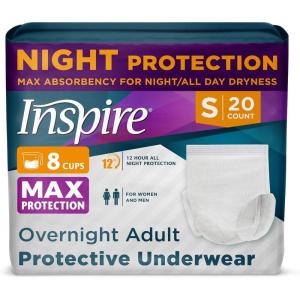 imageInspire Adult Diapers Women or Men  MAX Absorbency  Our Most Absorbent and Dry Incontinence Underwear for Women or Men  Leak Proof Diaper Overnight or Daytime for HeavySmall 20 Count