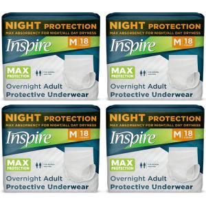 imageInspire Adult Diapers Women or Men  MAX Absorbency  Our Most Absorbent and Dry Incontinence Underwear for Women or Men  Leak Proof Diaper Overnight or Daytime for HeavyMedium 72 Count