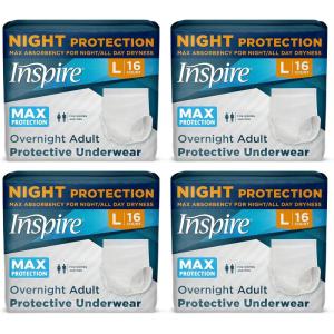 imageInspire Adult Diapers Women or Men  MAX Absorbency  Our Most Absorbent and Dry Incontinence Underwear for Women or Men  Leak Proof Diaper Overnight or Daytime for HeavyLarge 64 Count