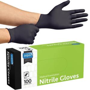 imageInspire Black Nitrile Disposable Gloves  45 Nitrile Medical Exam Cooking Cleaning Disposable Black Gloves Box Of 100 MediumMedium
