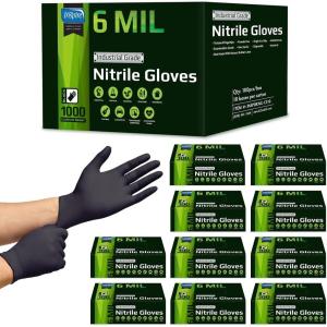 imageInspire HEAVY DUTY ORIGINAL Stretch Nitrile Black Gloves Disposable Latex Free  Food Mechanic 6mil Black or 8 Mil Orange6mil Black