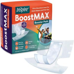 imageInspire Incontinence Booster Pads Super Absorbent Absorbs Over 5 Cups  Liner Women and Men  Inserts for Adult Diapers Overnight 88 CountRegular 145 x 43  22 Count