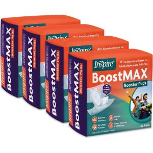 imageInspire Incontinence Booster Pads Super Absorbent Absorbs Over 5 Cups  Liner Women and Men  Inserts for Adult Diapers Overnight 88 CountRegular 145 x 43  88 Count