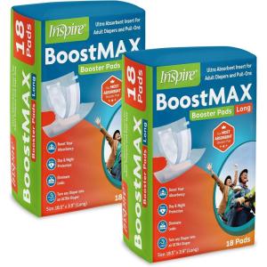 imageInspire Incontinence Booster Pads Super Absorbent Extra Long  Pad Liner Women and Men  Inserts for Adult Diapers 5 Cups Absorbency 36 Count Money Back Leak Free GuaranteeLong 185 x 39  36 Count
