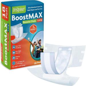imageInspire Incontinence Booster Pads Super Absorbent Extra Long  Pad Liner Women and Men  Inserts for Adult Diapers 5 Cups Absorbency 36 Count Money Back Leak Free GuaranteeLong 185 x 39  18 Count