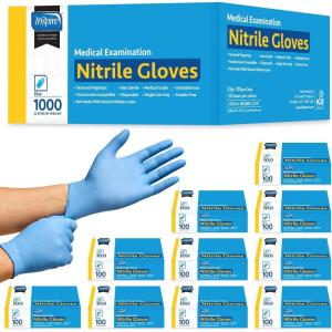 imageInspire Nitrile Exam Gloves  The Original Quality Stretch Nitrile Cobalt Blue  45 Gloves Disposable Latex Free Medical EMTLight Blue