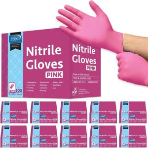 imageInspire Pink Gloves Disposable Latex Free  Nitrile Pink Glove Hair and Nail Salon Esthetician Nitrile Disposable Gloves10 Boxes of 50 1 Case