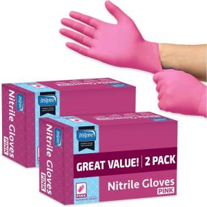 imageInspire Pink Gloves Disposable Latex Free  Nitrile Pink Glove Hair and Nail Salon Esthetician Nitrile Disposable Gloves2 Boxes of 50