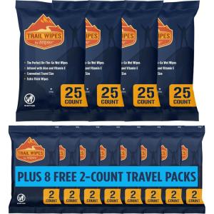 imageInspire Trail Wipes  Camping Wipes Body Wipes Adults  Biodegradable Wipes For Camping Travel Gym With Aloe And Vitamin E  No Rinse Bathing Shower Wipes Women Or Men100 Count 4 Packs Of 25