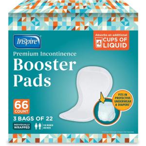 imageInspire Ultra Absorbency Incontinence Booster Pads  Absorbs Over 4 Cups  for Women or Men Adhesive Strip Use in Incontinence Underwear and Diapers LeakFree 66 Count66 Count