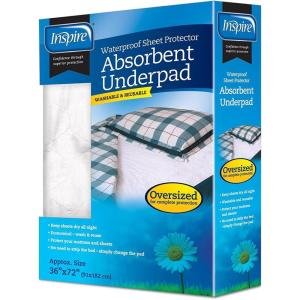 imageInspire Washable Reusable Incontinence Underpad Oversized 36x72 Inches White 1 Count