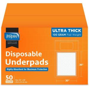 imageInspire XL 30 x 36 Ultra 100 Grams Super Absorbent Bed Pads for Incontinence 50
