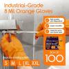 imageInspire Heavy Duty Orange Nitrile Gloves  ULTRA 8 Mil Diamond Textured Grip  Industrial Mechanic Disposable Cleaning Gloves100