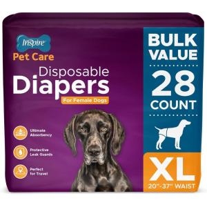 imageInspire Pet Care Dog Diapers Female Dogs  Bulk Value Doggie Incontinence Accidents for Heat Pee or Period and Housebreaking Small 50 CountXLarge 28 Count