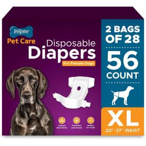 imageInspire Pet Care Dog Diapers Female Dogs  Bulk Value Doggie Incontinence Accidents for Heat Pee or Period and Housebreaking Small 50 CountXLarge 56 Count