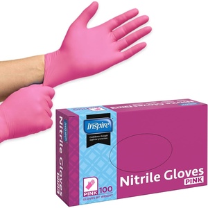 image:imageInspire Pink Gloves Disposable Latex Free  Nitrile Pink Glove Nail Salon and Hair Dye  Esthetician Nitrile Disposable  Nitrile gloves Medium